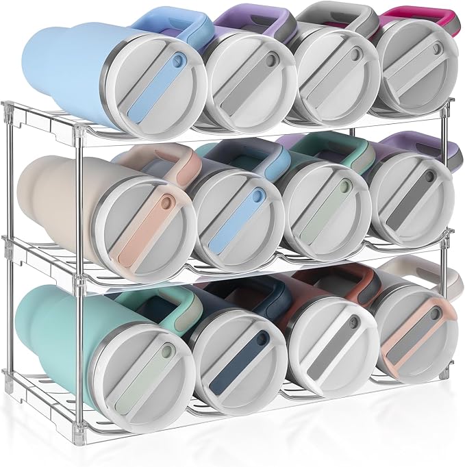 Stackable Water Bottle Organizer, Large Compartment Water Bottle Holder by SPOSPO