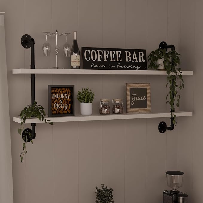 HDDFER Floating Bookshelf Bathroom Shelves Over Toilet Industrial Pipe Shelving - Image 4