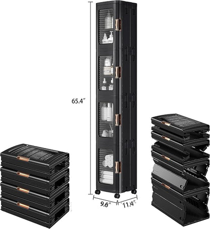 VECELO 4-Tier Tall Narrow Storage Cabinet - Image 2