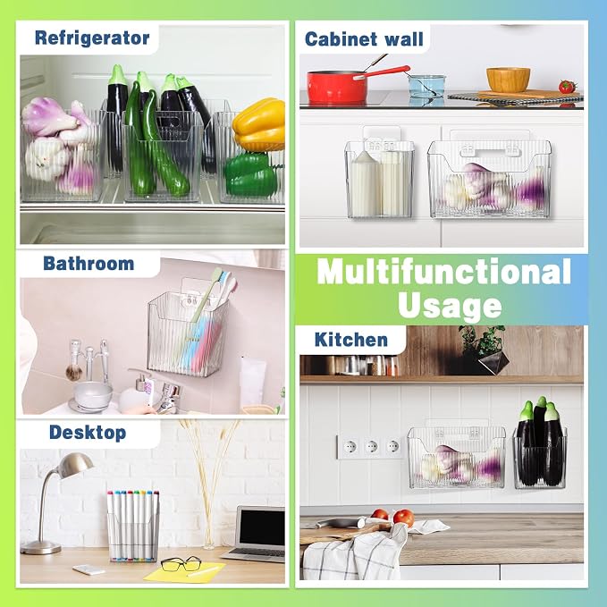 SiliFine 8 Pcs Storage Organizer Bins Wall Mounted Organizer Basket Plastic - Image 7