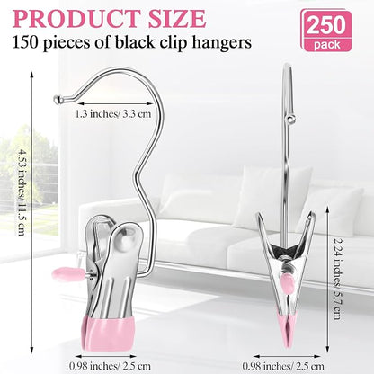Yinder 250 Pcs Boot Hangers Clips Laundry Hooks Hanging Stainless Steel Clothes - Image 2