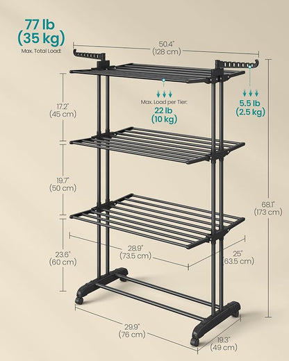 SONGMICS Clothes Drying Rack Stand 4-Tier, Foldable Laundry Drying Rack - Image 5