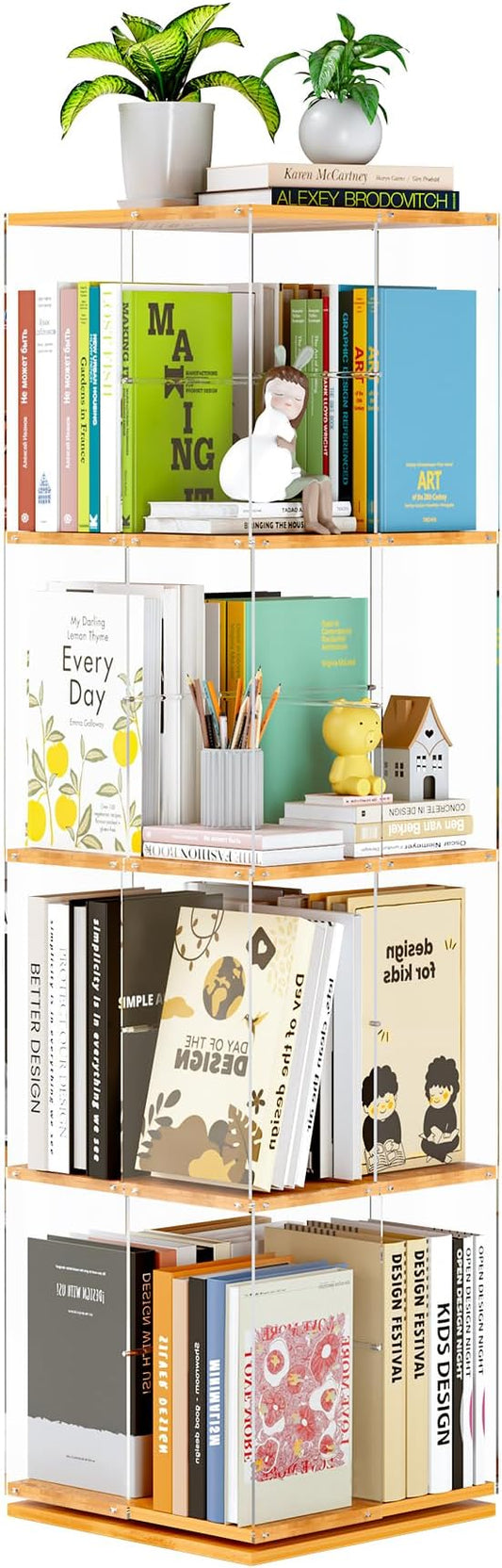 TAKEKIT Rotating Bookshelf, 360 Degree Revolving Bookcase, 4-Tier Spinning by TAKEKIT
