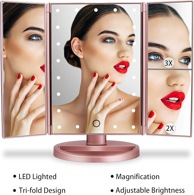 deweisn Dresser Mount Tri-Fold Lighted Vanity Mirror - Image 6