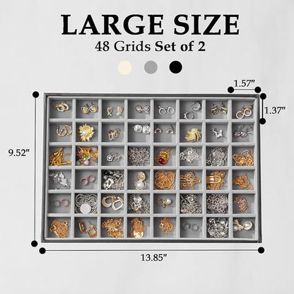 Large Jewelry Organizer Tray 2 Pack, Stackable Jewelry Storage Holder - Image 4