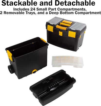 Rolling Tool Box with Wheels, Foldable Comfort Handle, and Removable Top – - Image 4