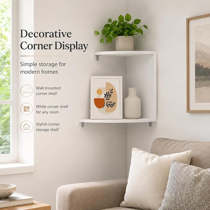 No-Drill Corner Shelf Wall Mount, 2-Tier Thickened 12mm Floating Bookshelf - Image 3