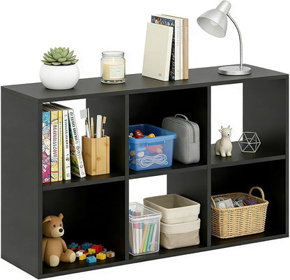 6 Cube Storage Organizer Shelf, Open Cube Bookshelf, Reversible Bookcase by SageNest