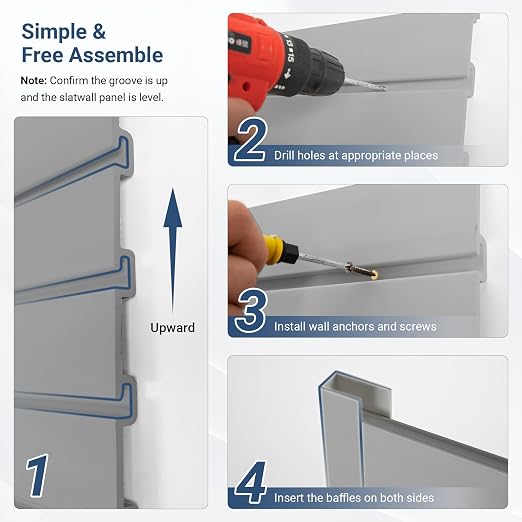 Slatwall Panel 4 FT x 2 FT, Interlocking Slat Wall Paneling, Wall Mounted PVC - Image 5