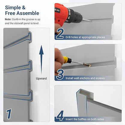 Slatwall Panel 4 FT x 2 FT, Interlocking Slat Wall Paneling, Wall Mounted PVC - Image 5