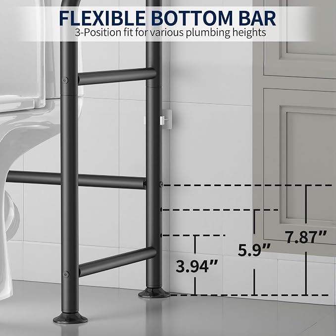 GloTika 3-Tier Over Toilet Storage Rack, Metal Over Toilet Bathroom Organizer - Image 4