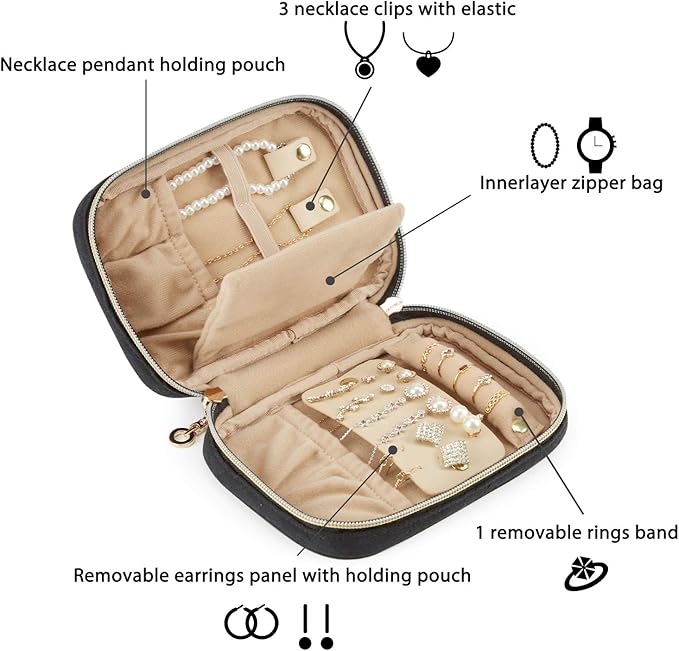BAGSMART Travel Jewelry Organizer Case Small Jewelry Roll - Image 2