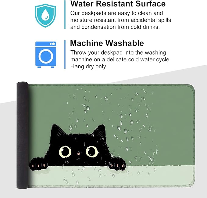 Cute Black Cat Large Mouse Pad – Extended Desk Mat 35.43 x 15.75 in – Kawaii - Image 4