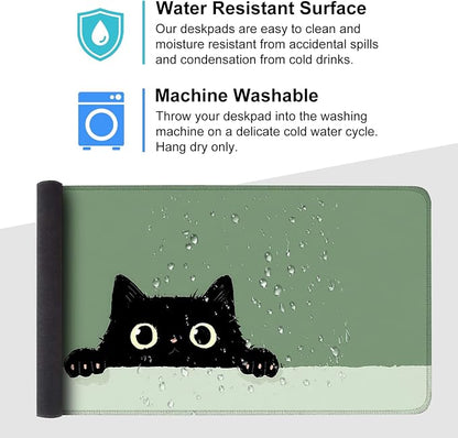 Cute Black Cat Large Mouse Pad – Extended Desk Mat 35.43 x 15.75 in – Kawaii - Image 4