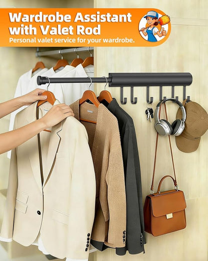12 Inch Valet Rod for Closets Pull Out, Pull Out Rod For Hanging Clothes And - Image 4