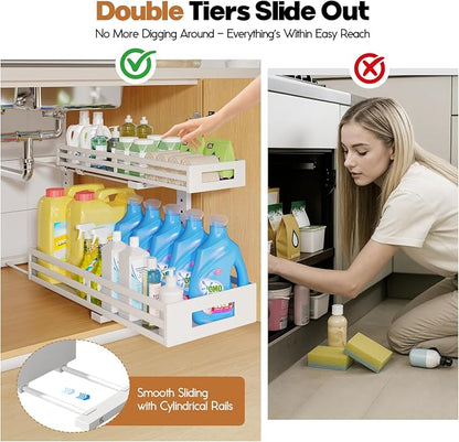2-Pack 20.47"Deep Under Sink Organizer And Storage, 2-Tier L-Shaped Pull Out - Image 3