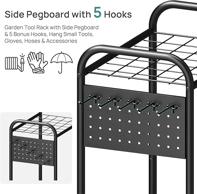 viewcare Garden Tool Organizer, Garden Tool Rack and Storage, Heavy Duty Steel - Image 2