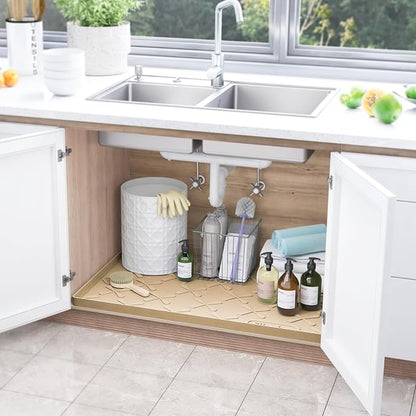SIKADEER 31" x 22" Under Sink Mat Waterproof, Silicone Mat Kitchen Drawer Shelf - Image 2