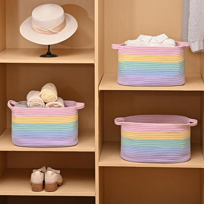 DUHEL Cotton Rope Woven Storage Basket, Used - Image 5