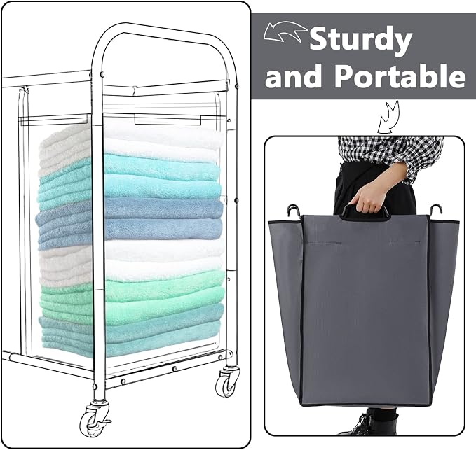 Bonuci 3 Pcs Laundry Sorter Replacement Bags Hamper Cart Removable Replacement - Image 5
