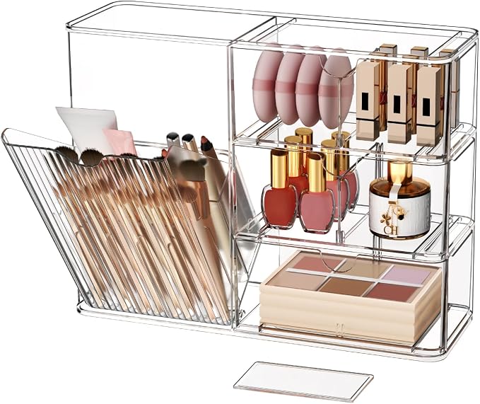 Makeup Organizer with Covered Brush Holder by Unknown
