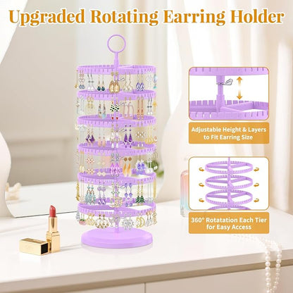 EsLuker.ly Earring Holder Organizer Rotating Stud Display Tree Rack, 6 Tier | - Image 2