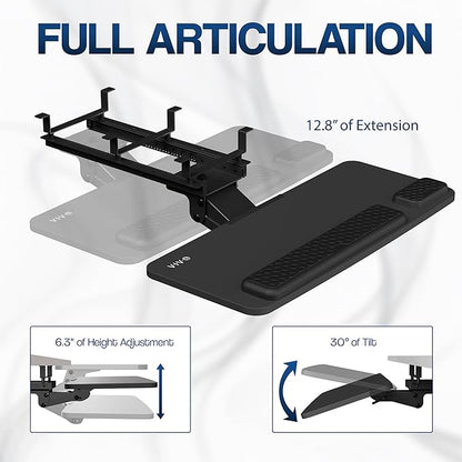 VIVO Premium Adjustable 27 x 11 inch Computer Keyboard and Mouse Platform Tray - Image 3