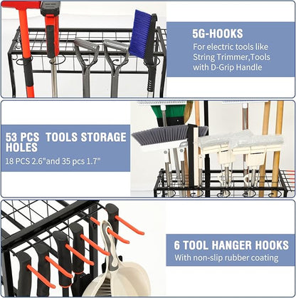 Garden Tool Organizer for Garage, Garden Tool Rack, Yard Tool Holder for Garage - Image 4
