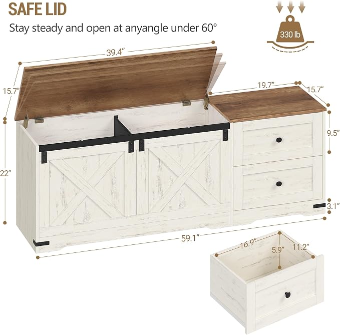 Hzuaneri 59" Storage Bench - Image 3