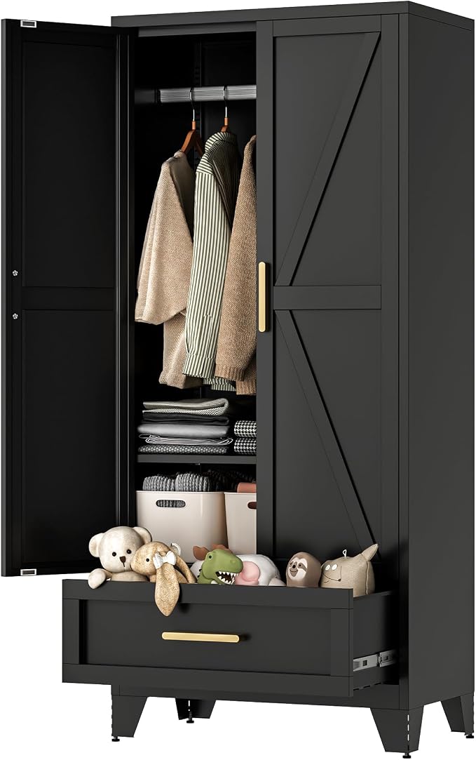 71" Tall Metal Wardrobe Cabinet by LCAOPC