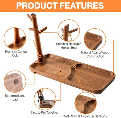 Walnut Wood Key Tray for Entryway Table, Jewelry Tray, Catchall Tray - Image 3