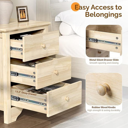 VINGLI Unfinished Solid Wood Nightstand - Image 6