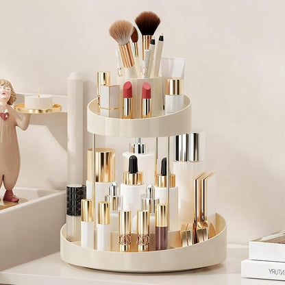 2 tier Makeup Organizer Countertop, 360 Rotating Makeup Organizer - Image 3