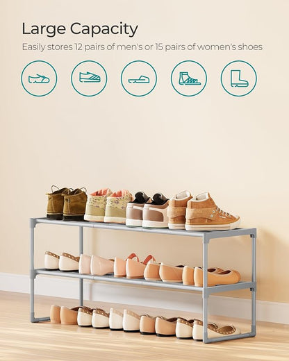 SONGMICS Shoe Rack, 2-Tier Shoe Organizer, Metal Storage Shelf, Upright or - Image 6