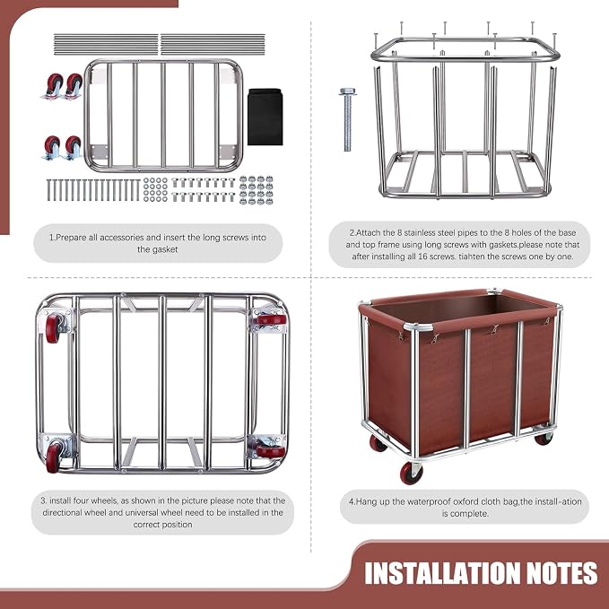 Commercial Laundry Cart with Wheels, 11.35 Bushel Large Laundry Tumbler with - Image 6