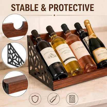 Countertop Wine Rack Display, Wine Bottle Holder, Wood Metal Combination Wine - Image 3