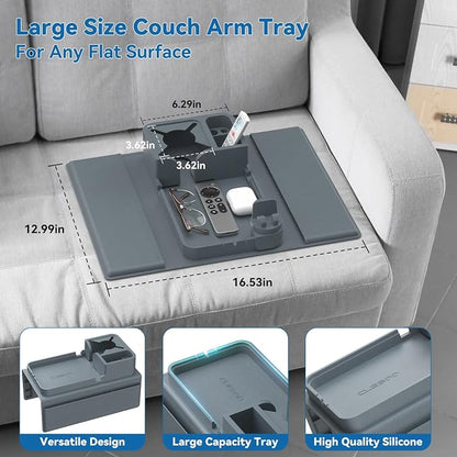 Couch Arm Cup Holder CLESOO Couch Arm Tray Anti-Slip Couch Cup Holder Silicone - Image 4
