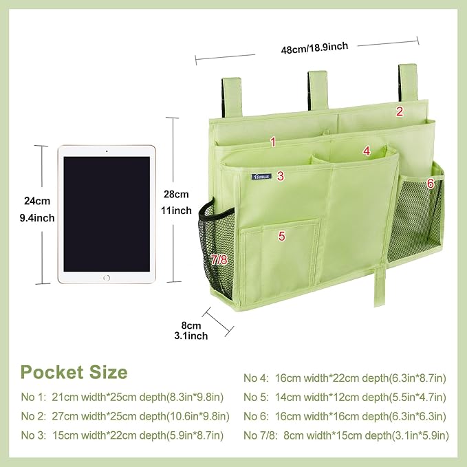 Surblue Bedside Caddy Hanging Bed Organizer Storage Bag Pocket - Image 2