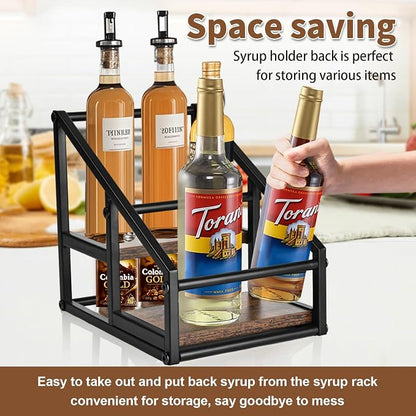 Coffee Syrup Rack Organizer, Liquor Bottle Display Shelf, 2-Tier 4 Bottle Stand - Image 6