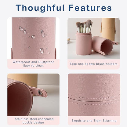 Portable Makeup Brush Holder, Waterproof PU Leather Travel Makeup Brush Case - Image 4