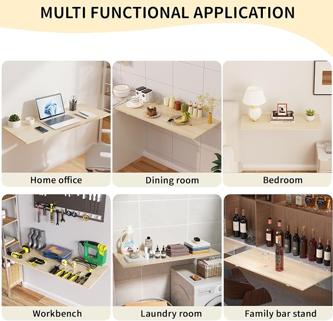 GOYLSER Wall Mounted Folding Kitchen Table Desk - Image 7