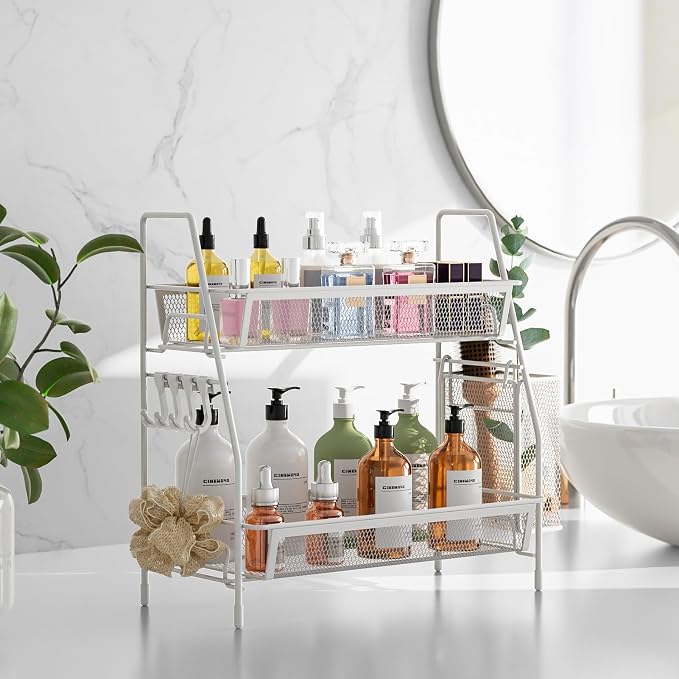 VITVITI 2-Tier Bathroom Organizer Countertop, Metal Wire Mesh Bathroom Counter - Image 2