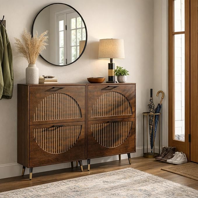 Farmhouse Shoe Cabinet Storage for Entryway, Slim Shoe Rack Cabinet - Image 8