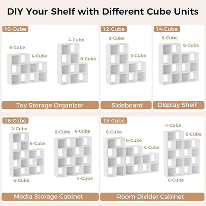 LUCKLIFE 9-Cube Storage Organizer, Stackable Modular Bookcase Shelf - Image 6