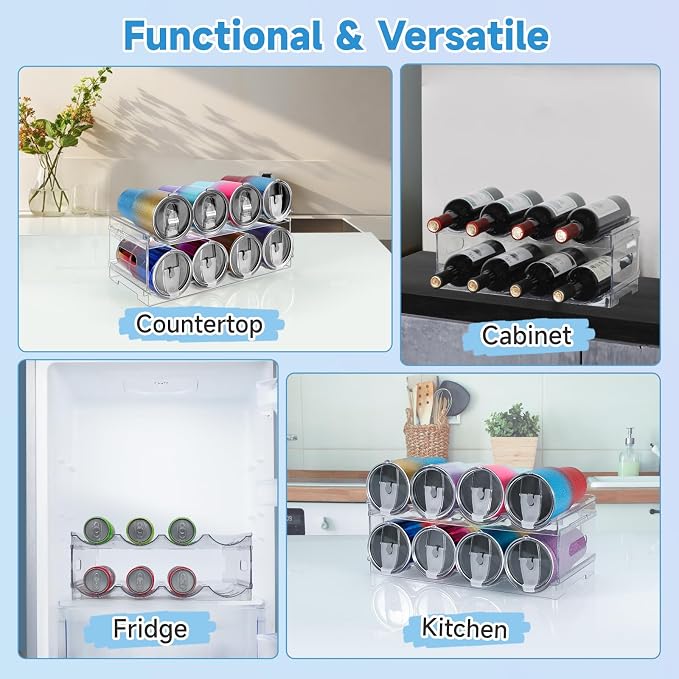 Large Compartment Water Bottle Organizer, 2 Tier Stackable Water Bottle Rack - Image 6