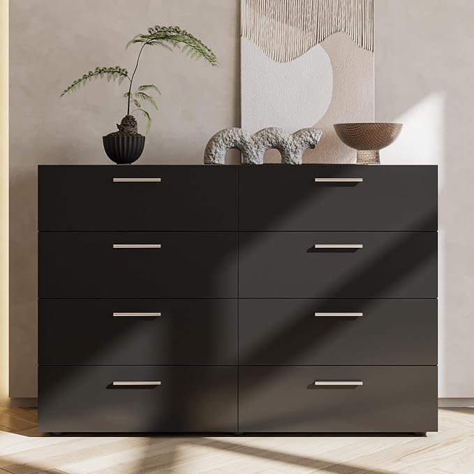 Karl home 8 Drawer Dresser, Wood Black Vanity Drawer Cabinet, Bedroom Storage - Image 5