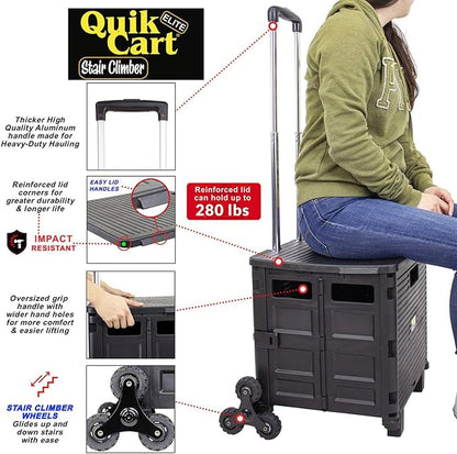 dbest products Quik Cart Elite Stair Climber Wheeled Rolling Crate Teacher - Image 5