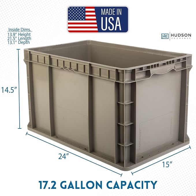 Hudson Exchange 24 x 15 x 14.5" Straight Wall Handled Storage Container Tote - Image 2