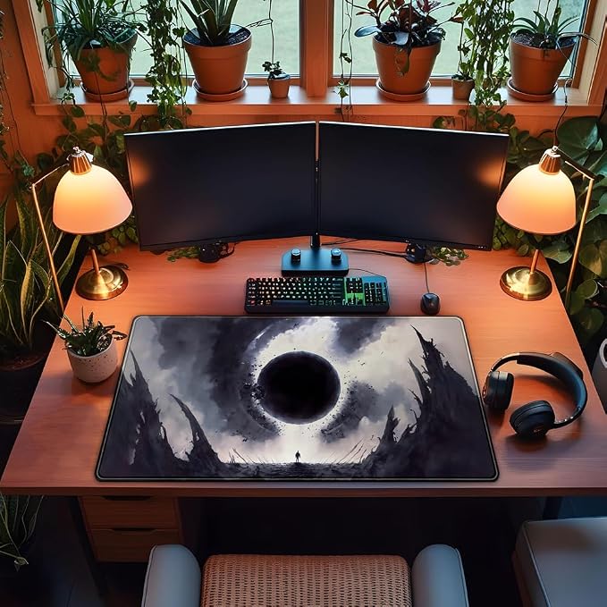 Black Moon Mousepad Gaming MTG Playmat Desk Mat Original Aesthetics Mouse Pad - Image 4