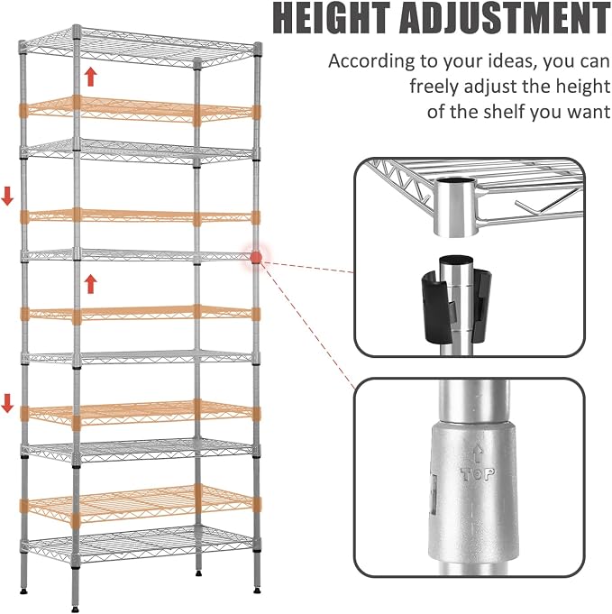 NChanmar 6-Tier Wire Shelving Unit Storage Shelves Metal Shelves 60"x23"x13" - Image 4